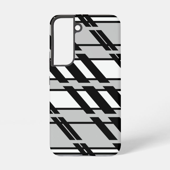 Modern Black White Abstract Skyline Pattern Samsung Galaxy S22 Case (Back)