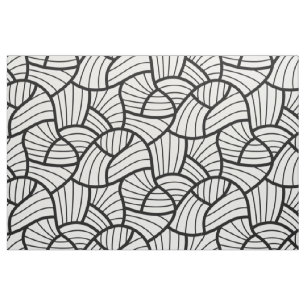 Modern Black & White Abstract Swirly Pattern Fabric