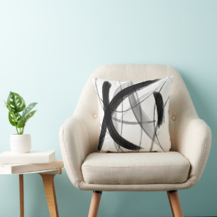 Modern Black & White abstract Throw Pillow
