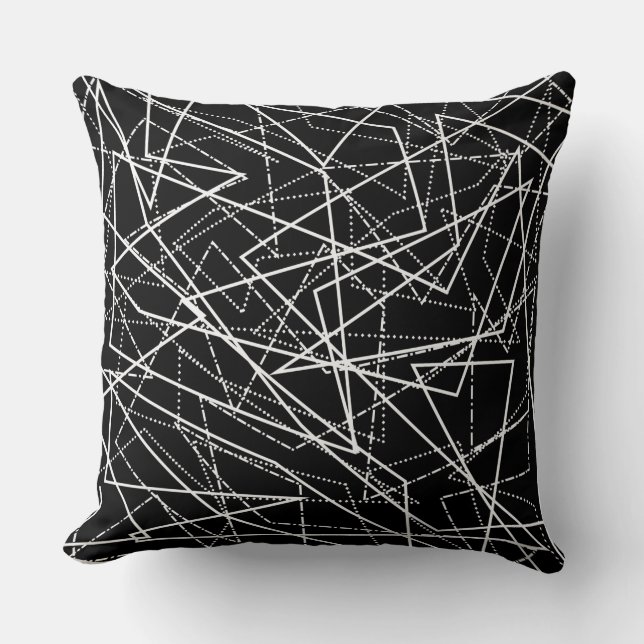 Modern Black & White Abstract Throw Pillow (Front)