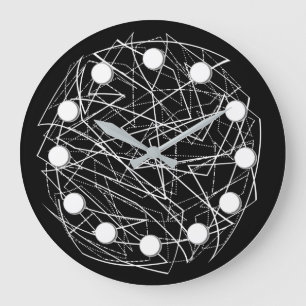 Modern Black & White Abstract Wall Clock