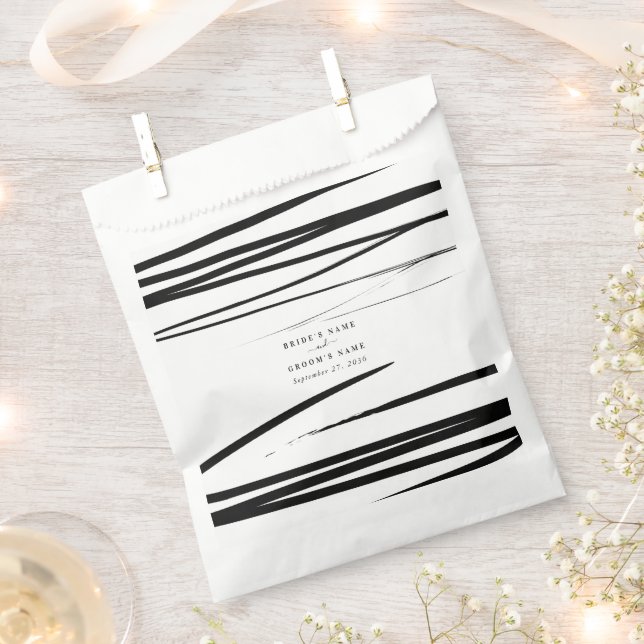 Modern Black White Abstract Wedding Favour Bag (Clipped)