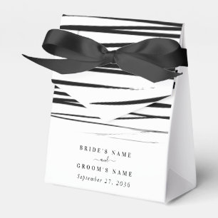 Modern Black White Abstract Wedding Favour Favor Box