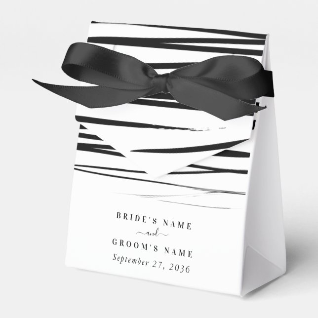 Modern Black White Abstract Wedding Favour Favor Box (Front Side)