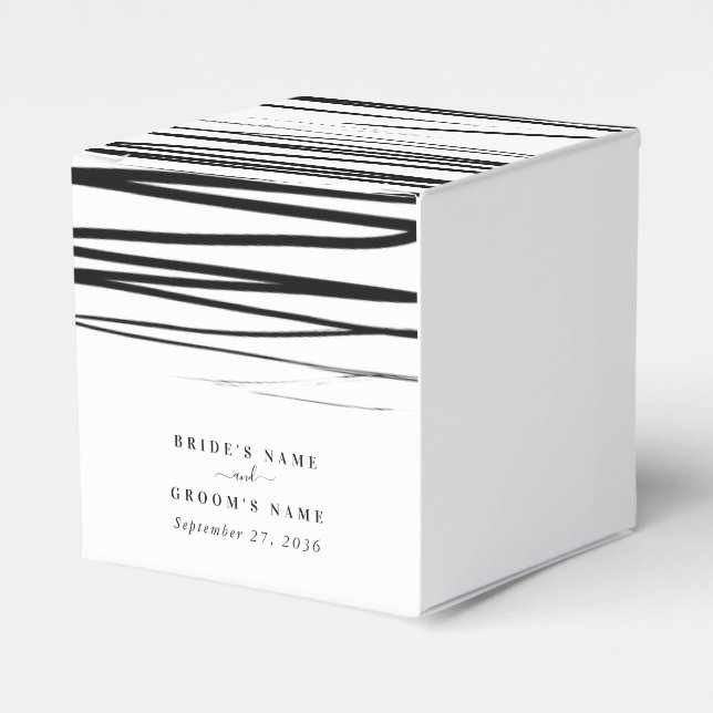 Modern Black White Abstract Wedding Favour Favor Box (Front Side)