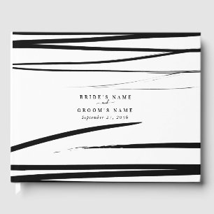 Modern Black White Abstract Wedding Favour Guest Book
