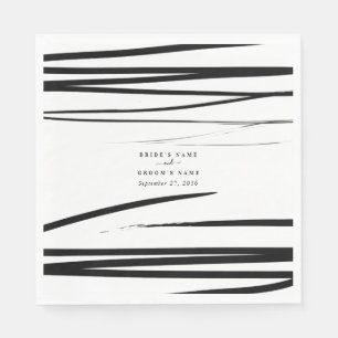 Modern Black White Abstract Wedding Favour Napkin
