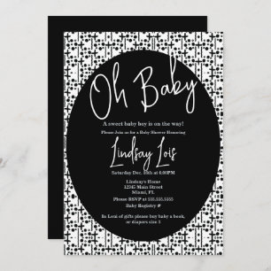 Modern Black White African Baby Shower Invitation