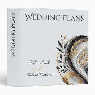 Modern Black White and Gold Wedding Binder