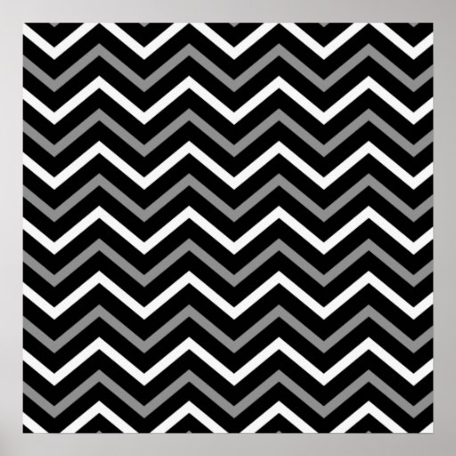 Modern Black White And Grey Chevron Pattern Zigzag Poster | Zazzle.ca