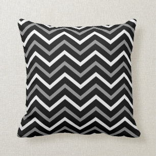 Modern Black White And Grey Chevron Pattern Zigzag Throw Pillow