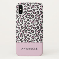 Modern black, white and peach animal leopard print