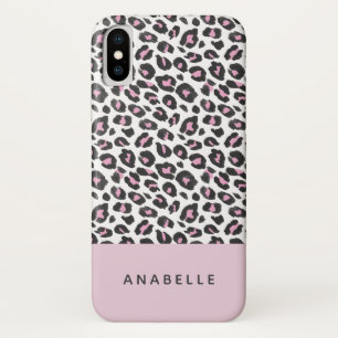Modern black, white and peach animal leopard print Case-Mate iPhone case