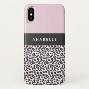 Modern black, white and pink animal leopard print Case-Mate iPhone case