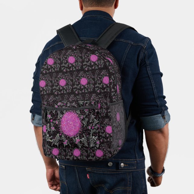 Modern black white and pink disco zebra printed backpack (Insitu (Model))