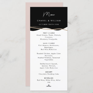 Modern black, white and pink wedding menu