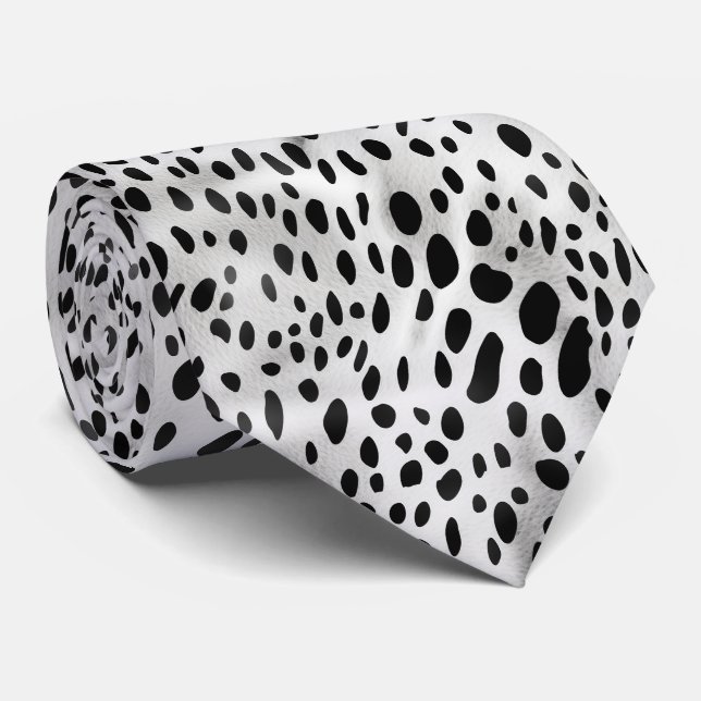 Modern Black & White Animal Print Tie (Rolled)