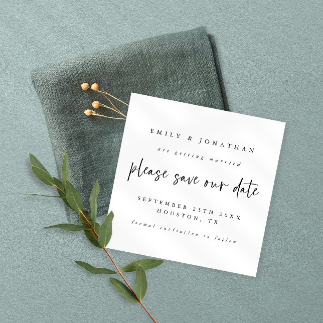Modern Black White Any Colour Wedding Save the Dat Invitation (Creator Uploaded)