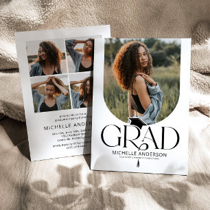 Modern Black & White Arch Photo Graduation Invitation