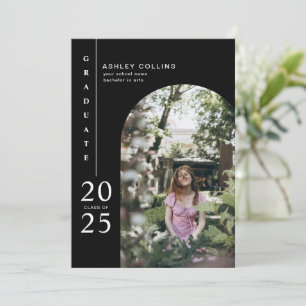 Modern Black & White Arch Photo Graduation Party Invitation