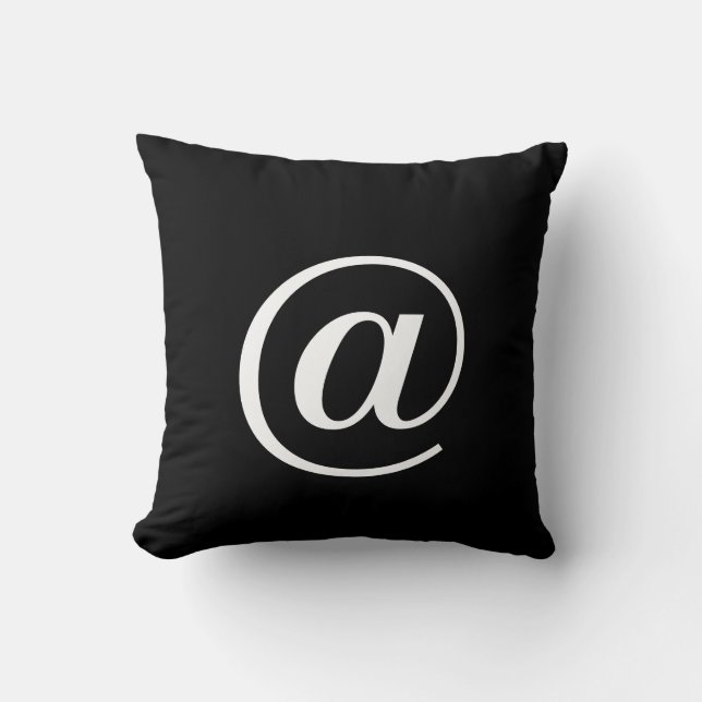 Modern Black & White @ (at sign) Button Throw Pillow (Front)