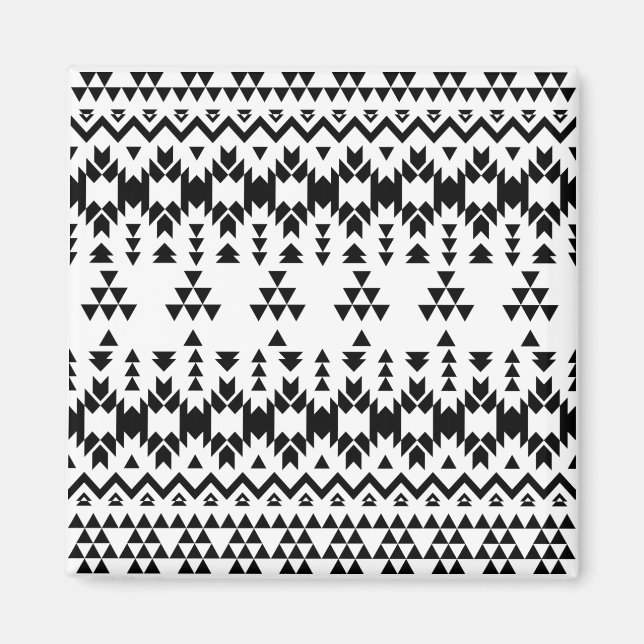 Modern Black White Aztec Geometric tribal pattern Magnet (Front)