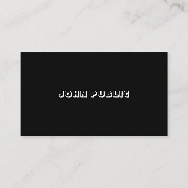 Modern Black White B&W Elegant Simple Template Business Card (Front)