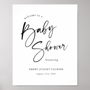 Modern Black & White Baby Shower Welcome Sign