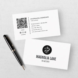 Modern Black White Bakery Business Card