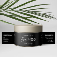 Modern Black White Bath Body Jar Wrapper Label