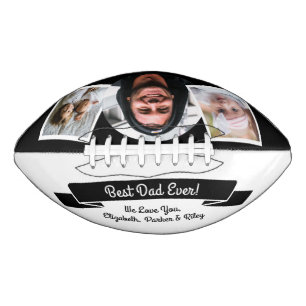 Modern Black White Best Dad Ever 3 Photo Collage  Football