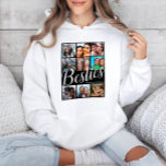 Modern Black & White Bestie 9 Photo Collage Hoodie<br><div class="desc">Design features a 9-square photo template on a sleek black background, accented by large "Bestie" text in a trendy handwritten style. Perfect for showcasing cherished memories, this customizable gift allows you to add your names and unique photos for a thoughtful and personal touch. Ideal for best friends, birthdays, Galentine's Day,...</div>