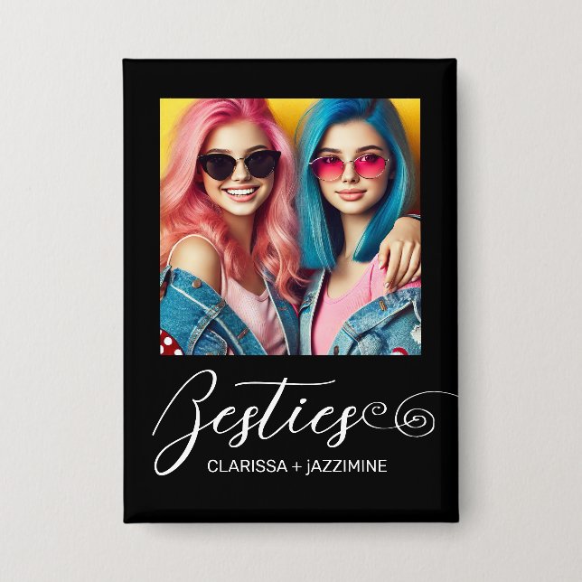 /Modern Black White Bestie Photo Personalized (Front)