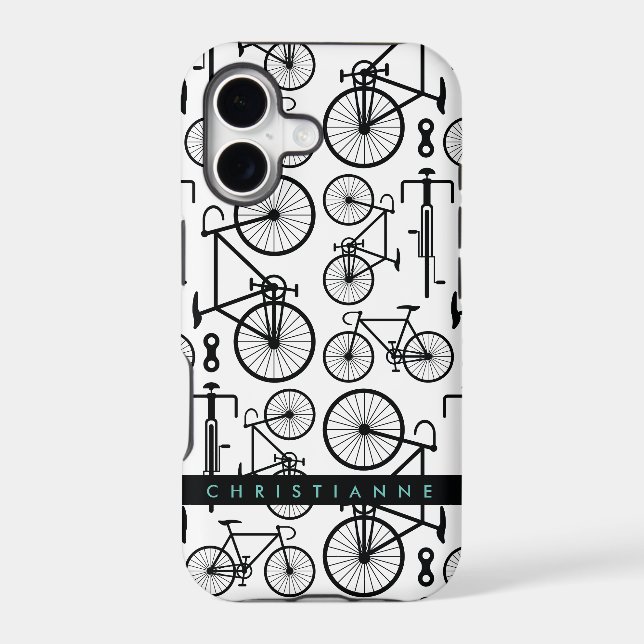 Modern Black & White Bicycle Pattern (Back)