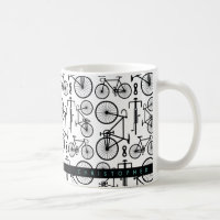 Modern Black & White Bicycle Pattern Coffee Mug