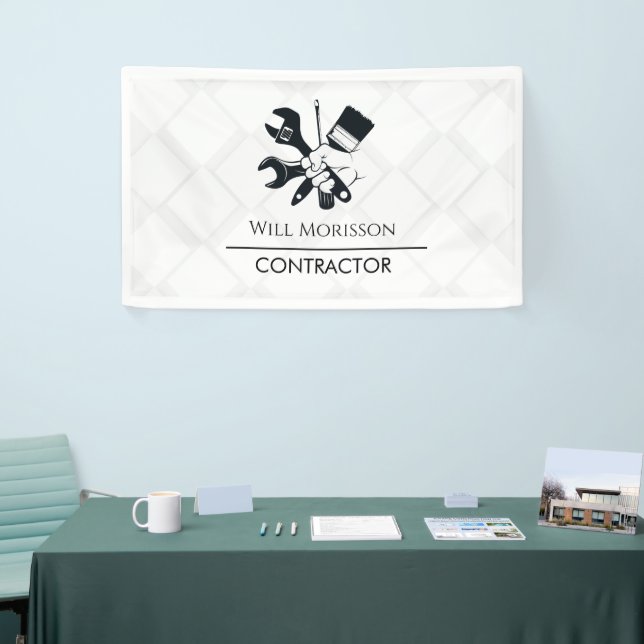 Modern Black & White Block Building Construction Banner (Tradeshow)