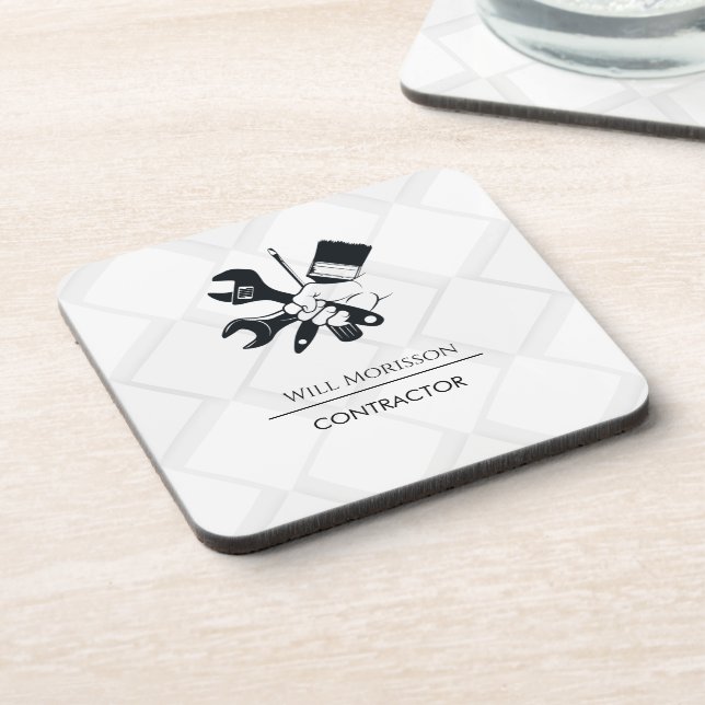 Modern Black & White Block Building Construction Coaster (Left Side)