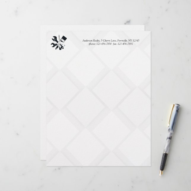 Modern Black & White Block Building Construction Letterhead (Front/Back In Situ)