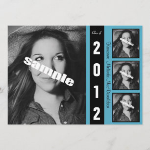 Modern Black White & Blue Graduation Announcement