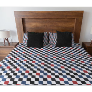 Modern Black White Blue Orange Flag Pattern Pillowcase
