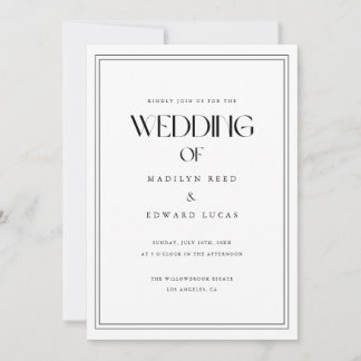 Modern Black White Bold Typography Photo Wedding Invitation