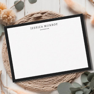 Modern Black White Border Personalized Card