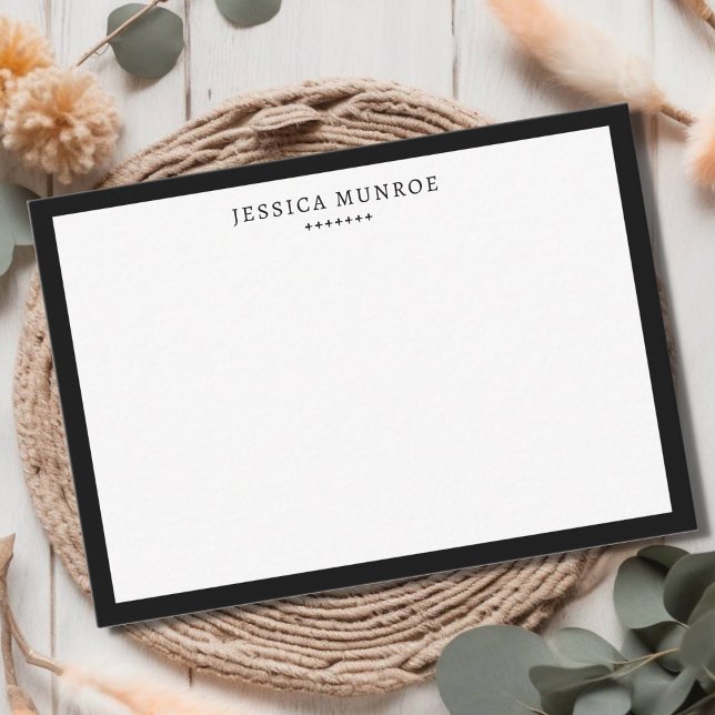 Modern Black White Border Personalized  Card (Creator Uploaded)