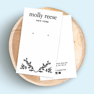 Modern Black White Branch Earring Display Card