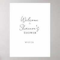 Modern Black White Bridal Shower Welcome Sign
