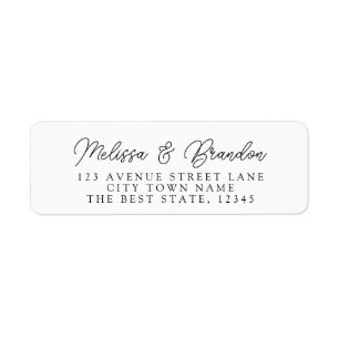 Modern Black & White Bride & Groom Return Address