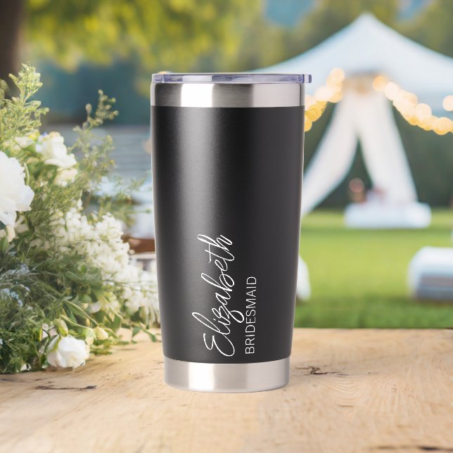 MODERN BLACK & WHITE BRIDESMAID TUMBLER (Wedding)