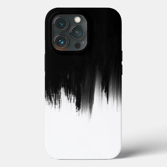Modern Black White Brush strokes Design  Case-Mate iPhone Case (Back)