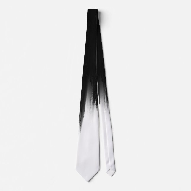 Modern Black White Brush strokes Design Tie (Front)