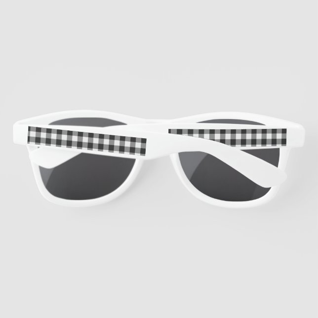 Modern Black White Buffalo Checks Sunglasses (Back)